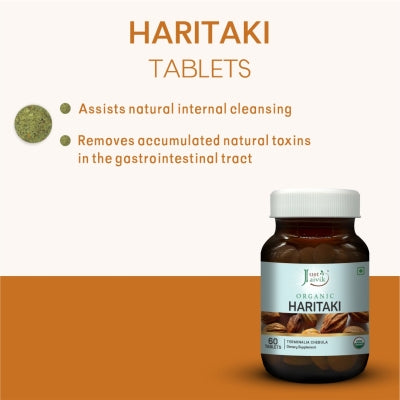 Haritaki Tablets (Terminalia Chebula)- Dietary Supplement-USDA Organic, Vegan – Just Jaivik – 60 Capsule