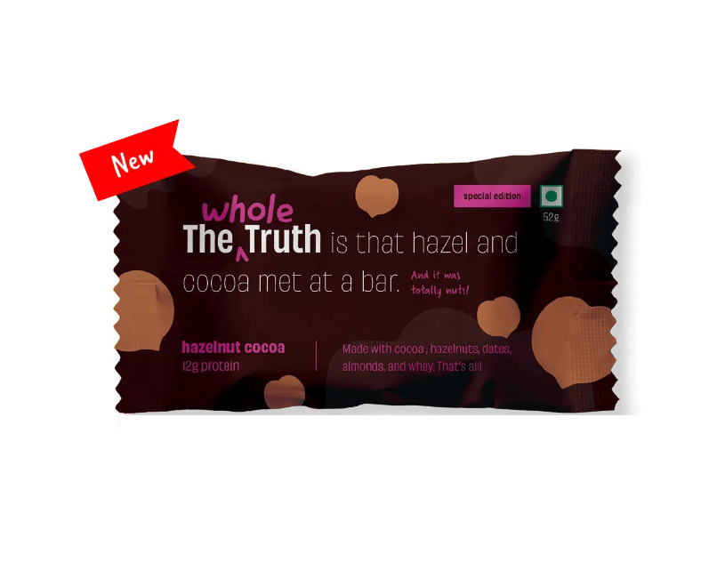 Hazelnut Cocoa 12g Protein Bar – No Added Sugar & Soy Free – The Whole Truth – 52gm