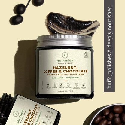 Hazelnut, Coffee &amp;amp; Chocolate Organic Face Scrub/Mask - Juicy Chemistry - 75gm
