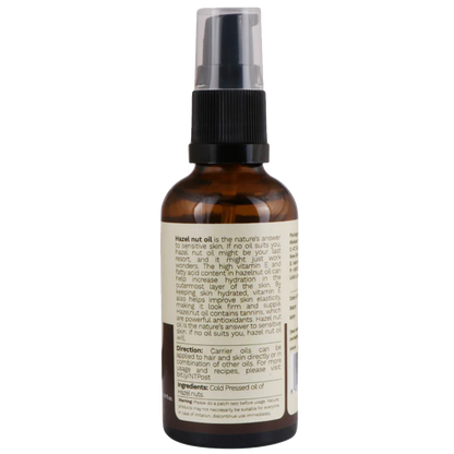 Hazelnut Oil | Pure - For Sensitive Skin - Cold Pressed - Vegan, Cruelty Free, Alcohol Free, Paraben Free &amp;amp; Preservatives Free - Tattvalogy - 50ml