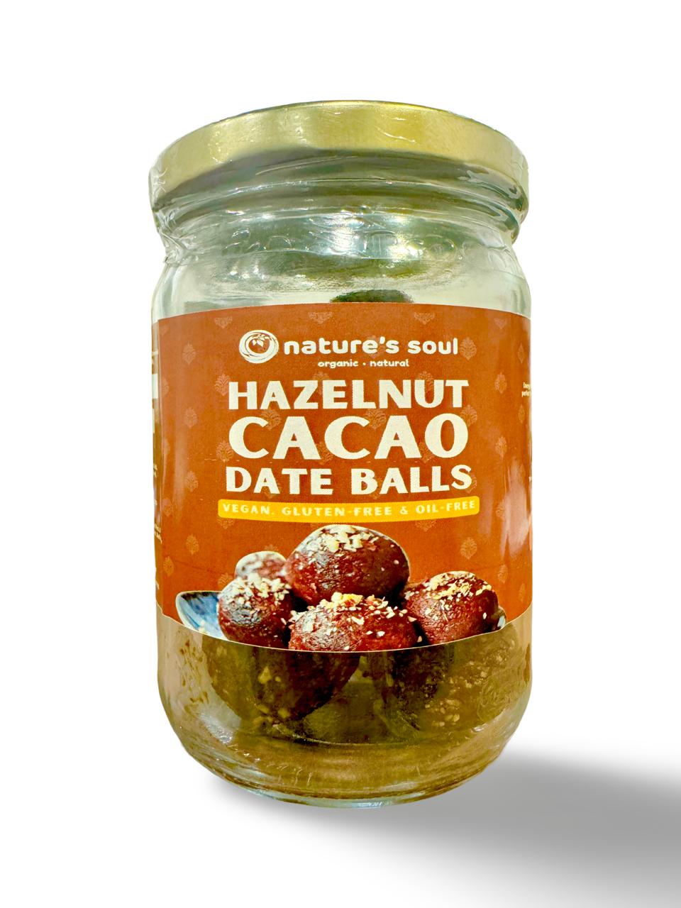 Date Balls | Hazelnut Cacao Date Balls – Organic Ingredients – Vegan, Gluten Free, Oil Free, No Flavour Enhancer, No Emulsifiers And Stabilisers &amp; Refined Sugar Free – Nature’s Soul – 250gm