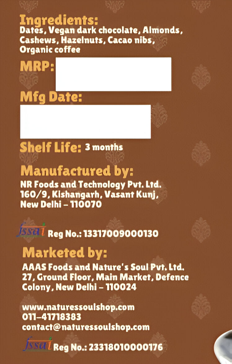 Date Balls | Hazelnut Cacao Date Balls – Organic Ingredients – Vegan, Gluten Free, Oil Free, No Flavour Enhancer, No Emulsifiers And Stabilisers &amp; Refined Sugar Free – Nature’s Soul – 250gm