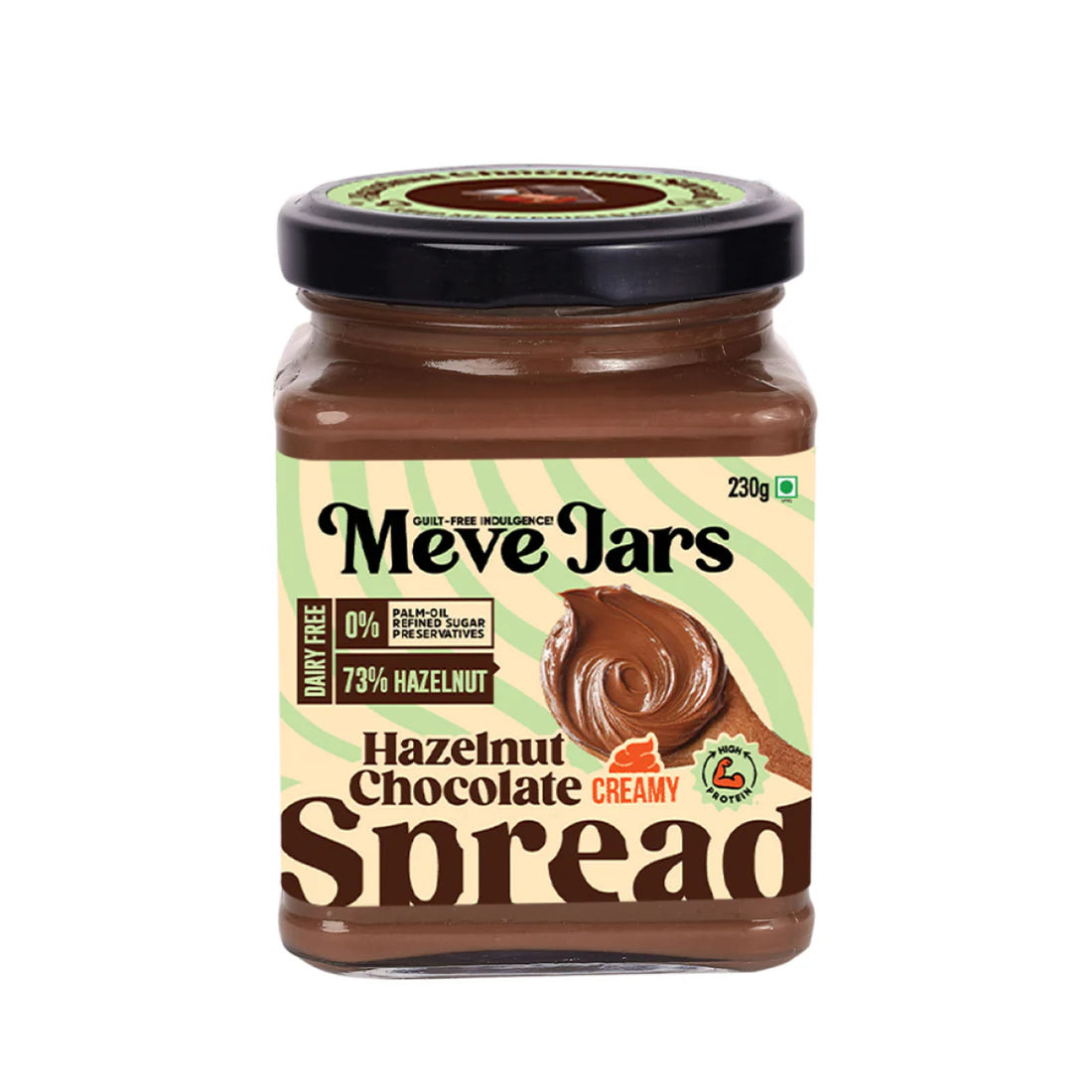 Spread | Hazelnut Chocolate Spread – Creamy (With 73% Hazelnut) – Vegan, Gluten Free, Dairy Free, High In Protein &amp; No Added Preservatives – Meve Jars – 230gm