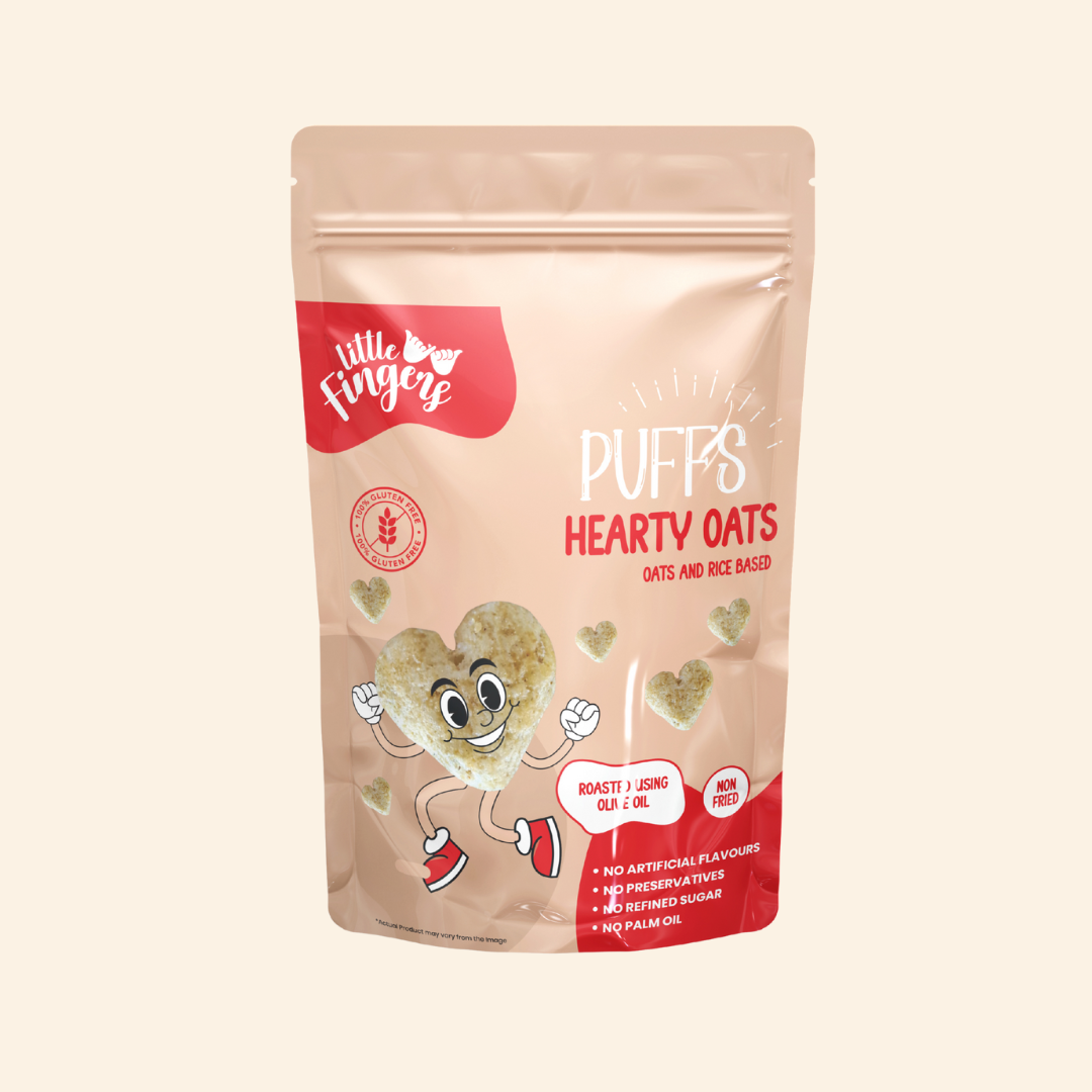 Puffs |Puffs Hearty Oats -Roasted Using Olive Oil – Gluten Free- No Added Preservatives ,No Palm Oil, Refined Sugar –Little Fingers– 100gm