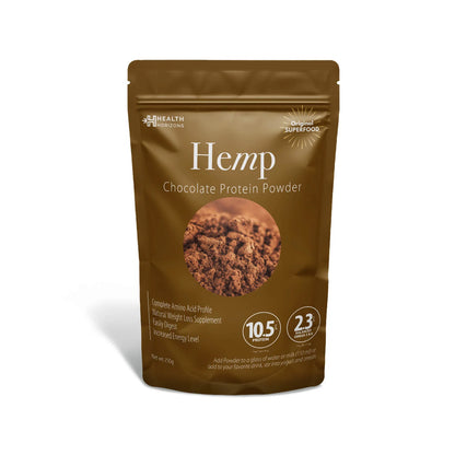 Hemp Powder | (Chocolate Flavour)  - Natural - Vegan, Gluten Free, Rich With Protein, Antioxidants, Minerals &amp; Fibre - Health Horizons - 150gm