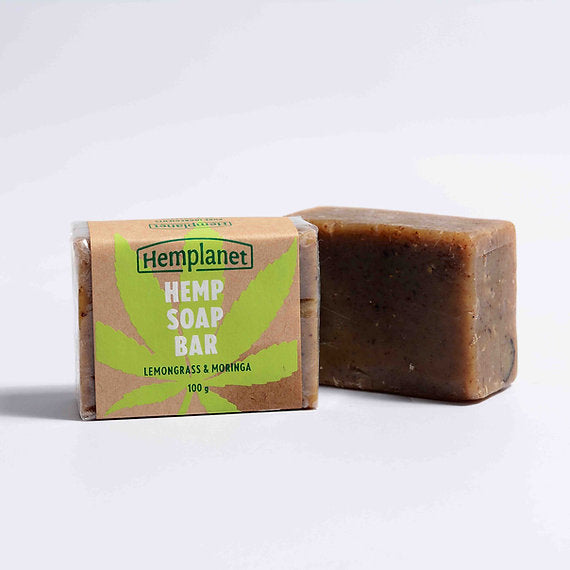 Soap | Hemp Soap Bar (Lemongrass & Moringa)- Suitable For All Skin Types - Hemplanet - 100gm