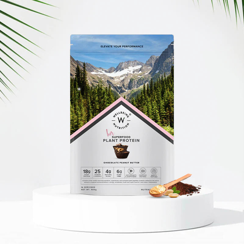 Protein Powder | Plant Protein - Chocolate Peanut Butter - Plant Protein – Vegan, Gluten Free, Dairy Free & Non GMO – Wellbeing Nutrition – (16 Serving) – 500gm