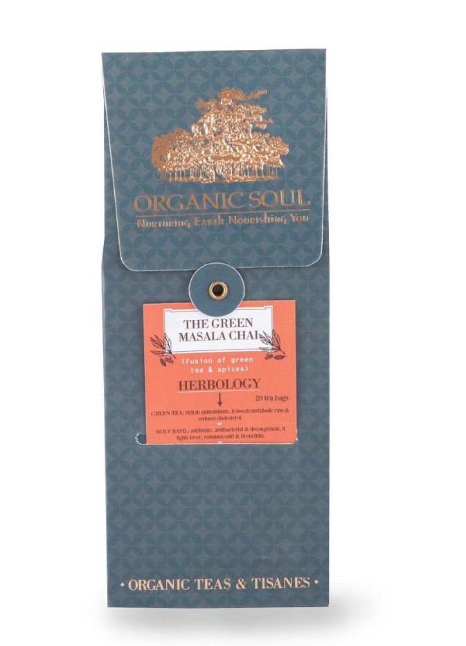 Herbal Green Masala Chai (Fusion Of Green Tea &amp;amp; Spices) – Organic - Indian - Organic Soul – 20 Tea Bags