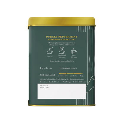 Tea | Herbal Tea (Purely Peppermint) - Brisk, Earthy, Minty With Hint Of Sweetness - USDA Organic - Caffeine Free - Luxmi Estates – 25gm