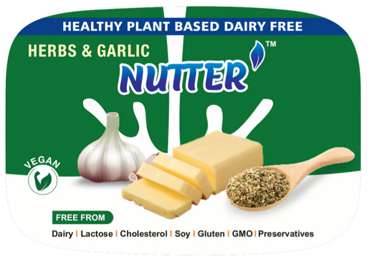 Butter | Herbs &amp;amp; Garlic (Nutter) - Vegan, Gluten Free, Dairy Free, Lactose Free, Cholesterol Free, Gmo Free &amp; Preservatives Free - 1Ness - 200gm