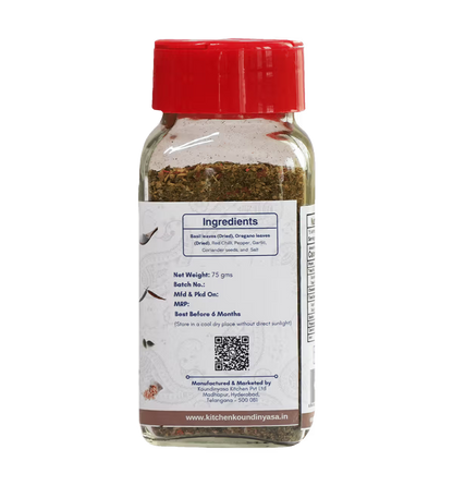 Seasoning | Herby Oregano Sprinkle -Spice Blends  - No Added  Flavours, Sugar, Colour  &amp; Preservatives Free  - Kitchen Koundinyasa - 75 gm