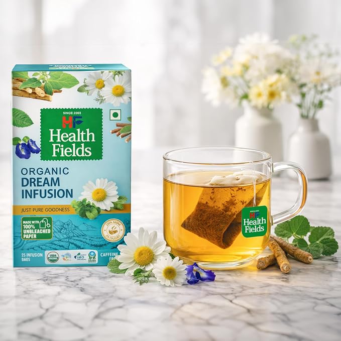 Tea | Organic Dream Infusion - 100% Aroma -Caffeine Free-No Artificial Preservatives -Health Fields – 25 Tea Bags