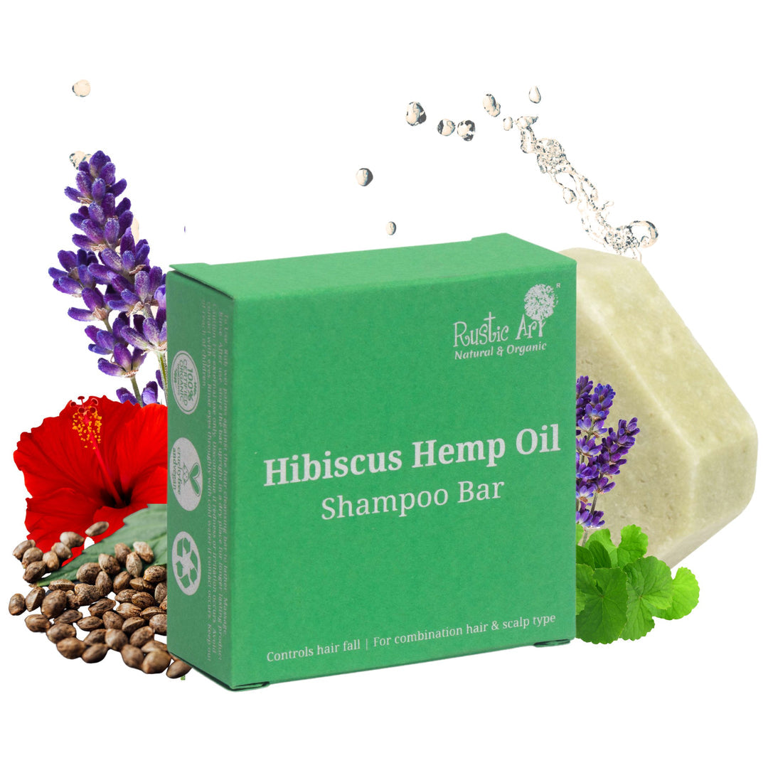 Shampoo | Hibiscus Hemp Oil Shampoo Bar - Rustic Art - 75gm