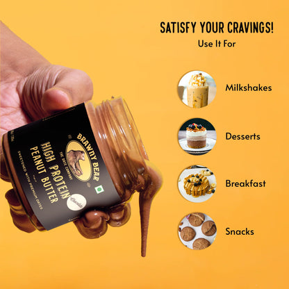 Peanut Butter | Chocolate (Sweetened With Premium Dates) - 10gm Protein Per Serve - No Added Sugar &amp;amp; No Preservatives - Brawny Bear - 200gm