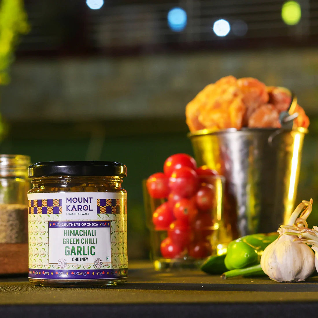 Chutney | Himachali Green Chilli Garlic Chutney - (Made With Cold Pressed Mustard Oil) - Pure Himalayan Flavor - No emulsifiers, Stabilisers, Nothing Artificial, No Flavour Enhancers, Colours &amp; No Artificial Preservatives - Mount Karol - 200gm