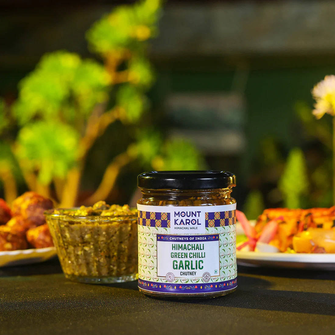 Chutney | Himachali Green Chilli Garlic Chutney - (Made With Cold Pressed Mustard Oil) - Pure Himalayan Flavor - No emulsifiers, Stabilisers, Nothing Artificial, No Flavour Enhancers, Colours & No Artificial Preservatives - Mount Karol - 200gm