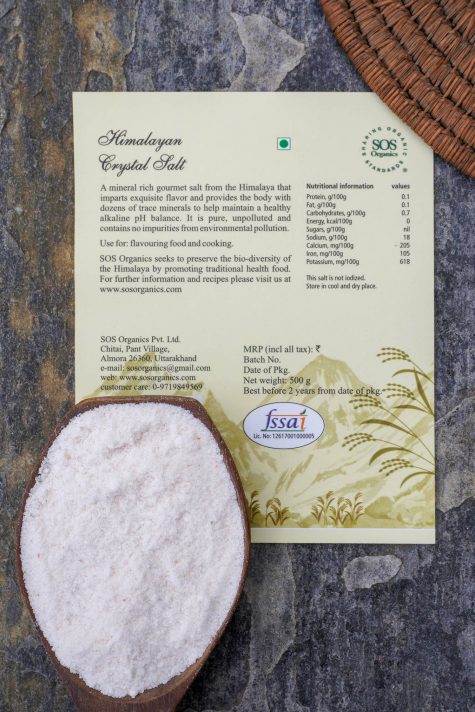 Salt | Himalayan Crystal Salt - Sos Organics - 500gm