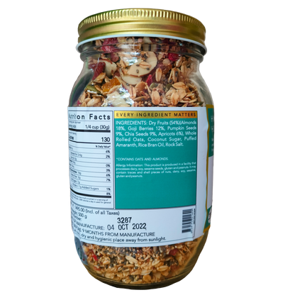 Granola | Himalayan Holiday - 54% Dry Fruits - Vegan, Gluten Free &amp;amp; Zero Processed Sugar - The Nibble Box - 500gm