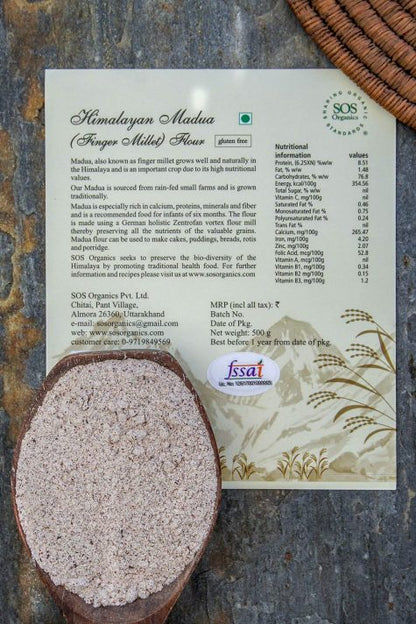 Himalayan Madua (Finger Millet) Flour | Helps Reduce Blood Glucose Levels &amp;amp; Rich In Calcium - SOS Organics – 500gm