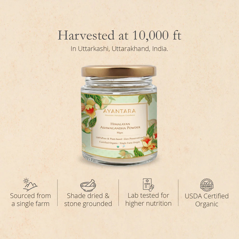 Ashwagandha Root Powder | Himalayan - 100% Pure - Plant Based - 100% Certified - No Added Preservatives - Ayantara