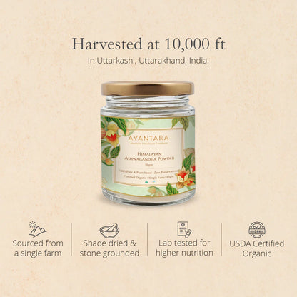 Ashwagandha Root Powder | Himalayan - 100% Pure - Plant Based - 100% Certified - No Added Preservatives - Ayantara