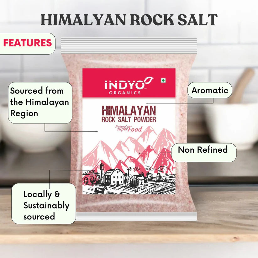 Salt | Pink Rock Salt Powder - 100% Natural - Naturally High In 84+ Different Trace Minerals For Healthy Lifestyle - Indyo Organics - 900gm