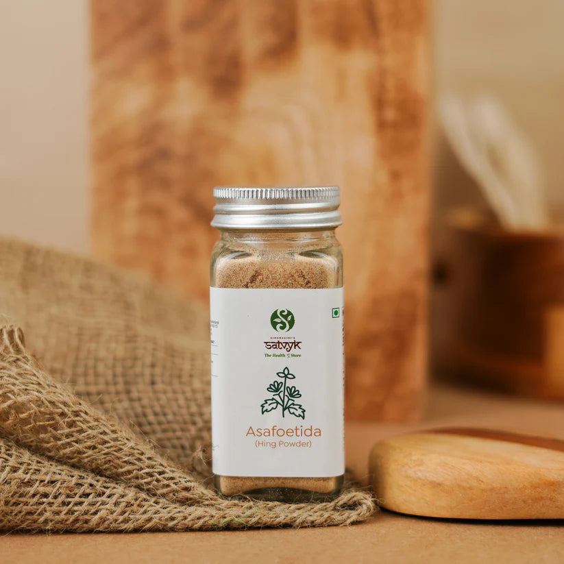 Hing Powder  | Strong Asafoetida Flavour - Ideal for Tadkas &amp; Dals - Digestive Support - Pure &amp; Pungent - No Fillers - Satvyk - 100gm Glass Bottle