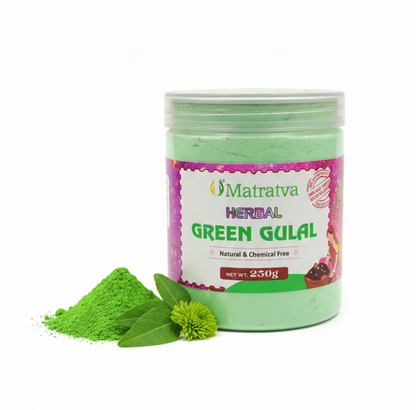 Holi Gulal | Herbal Green Gulal – Natural &amp; Chemical Free –Hand Made, Farm Fresh- No Artificial Perfumes, No Synthetic Dyes &amp; Stain Free – Matratva -250gm