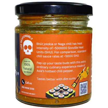 Chutney | Bhut Jolokia (Made With 100% Natural Ingredients) - Extra Hot Chutney - Homemade - Brightcrop - 150gm
