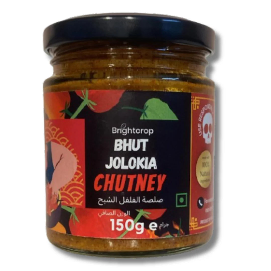 Chutney | Bhut Jolokia (Made With 100% Natural Ingredients) - Extra Hot Chutney - Homemade - Brightcrop - 150gm