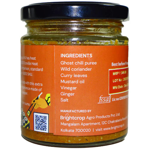 Chutney | Bhut Jolokia (Made With 100% Natural Ingredients) - Extra Hot Chutney - Homemade - Brightcrop - 150gm