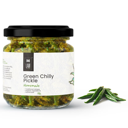 Pickle | Green Chilli Pickle - Traditional Recipe – Handmade – Organically Ingredients – Vegan, Gluten Free, Preservatives Free &amp; Chemical Free – Loom And Weaves – 250gm