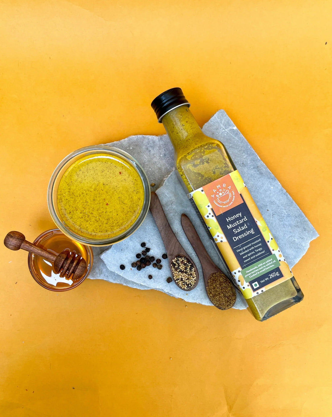 Salad Dressing | Honey Mustard Salad Dressing - No Added Preservatives & No Added Oil - Aamra - 265gm