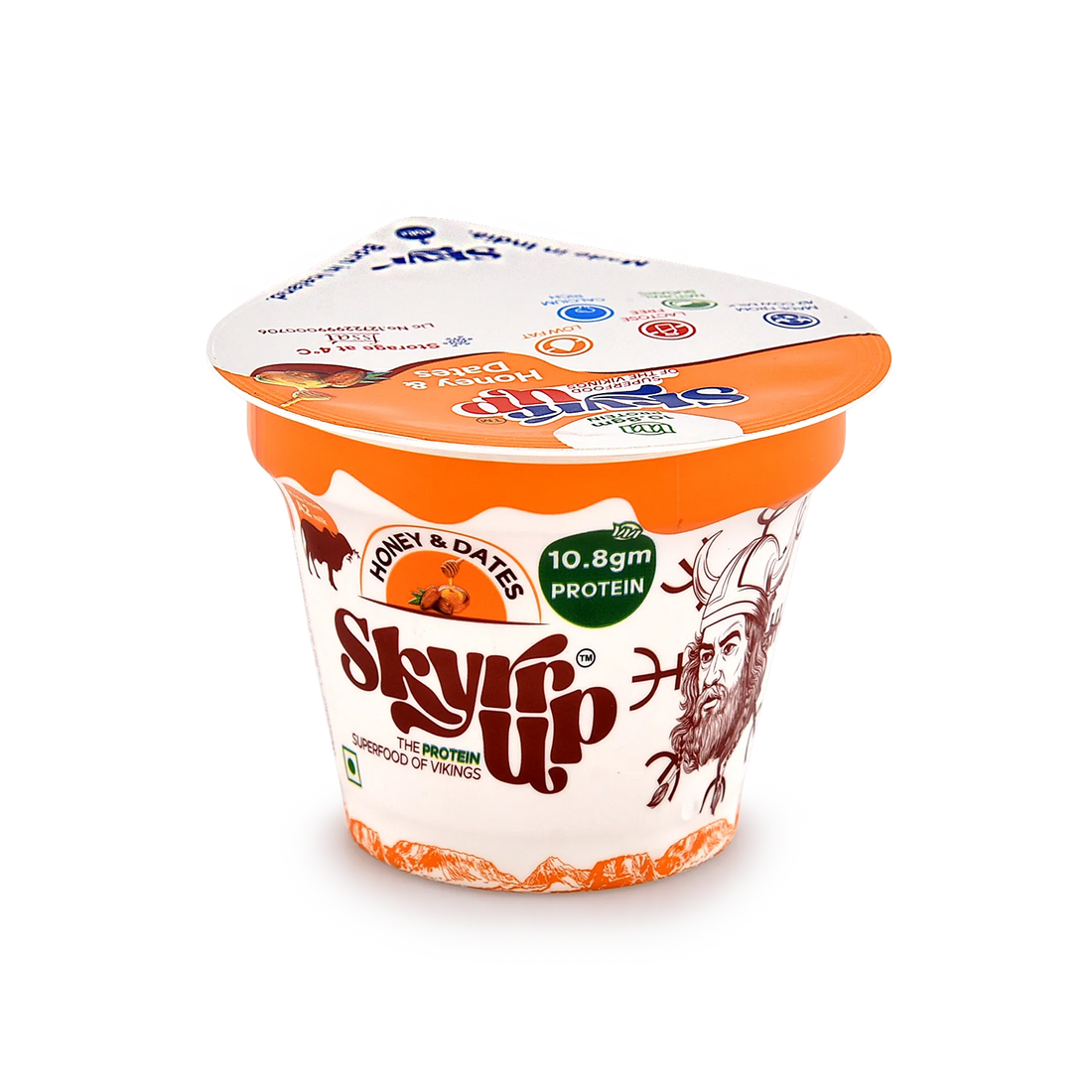 Yogurt | Honey &amp;amp; Dates (Made From A2 Milk) - Natural Sugar, 10.8gm Protein, Fat Free &amp; Lactose Free - Skyrrup - 100gm