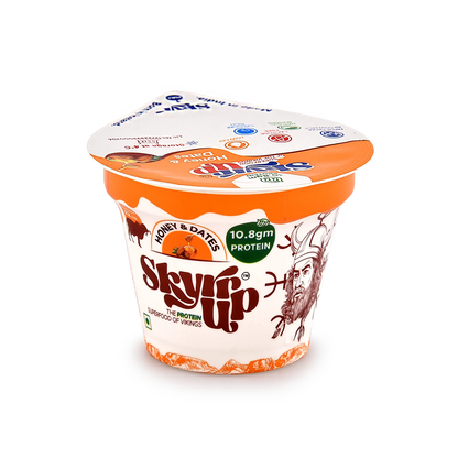 Yogurt | Honey &amp;amp; Dates (Made From A2 Milk) - Natural Sugar, 10.8gm Protein, Fat Free &amp; Lactose Free - Skyrrup - 100gm