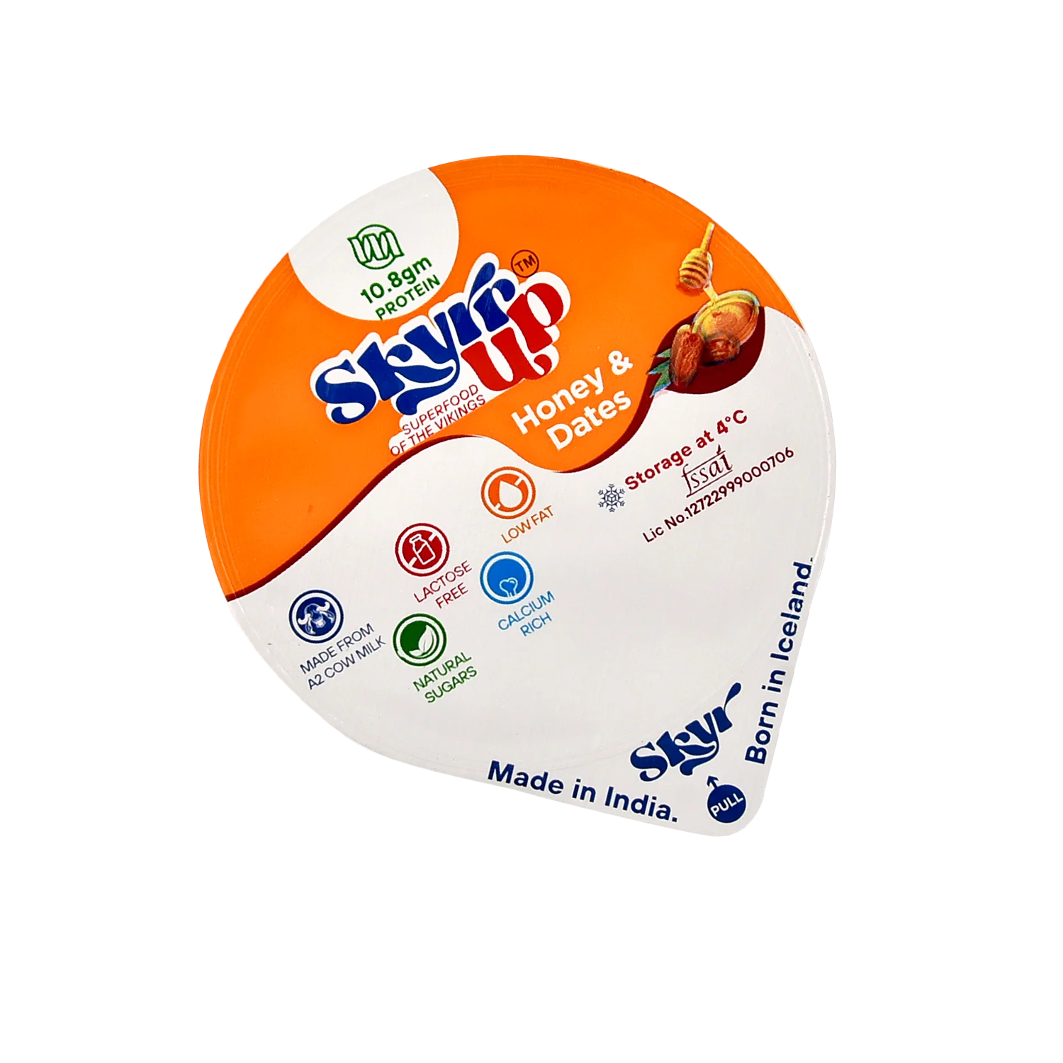 Yogurt | Honey &amp;amp; Dates (Made From A2 Milk) - Natural Sugar, 10.8gm Protein, Fat Free &amp; Lactose Free - Skyrrup - 100gm