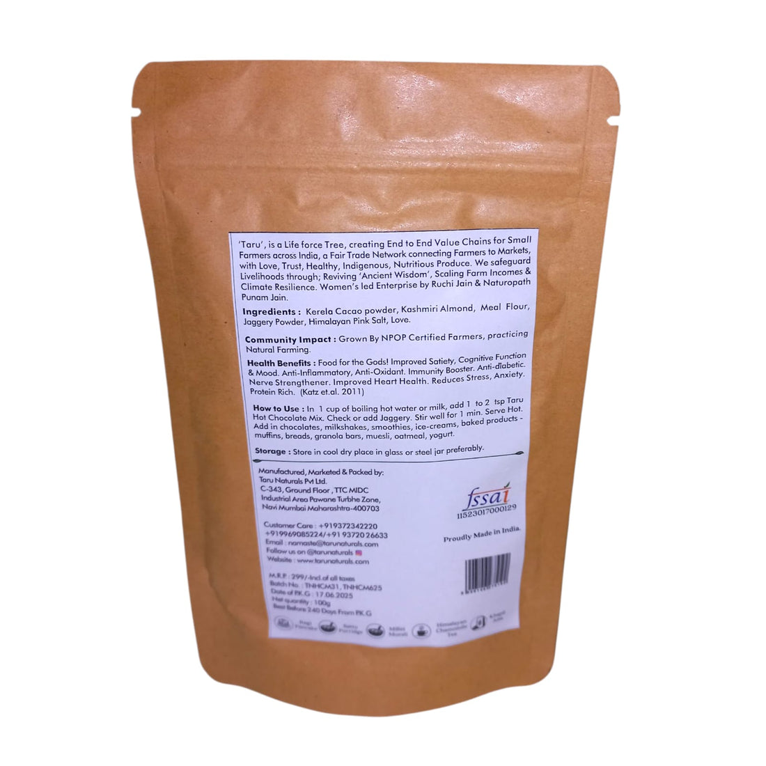 Hot Chocolate | Vegan – Taru Naturals – 100gm