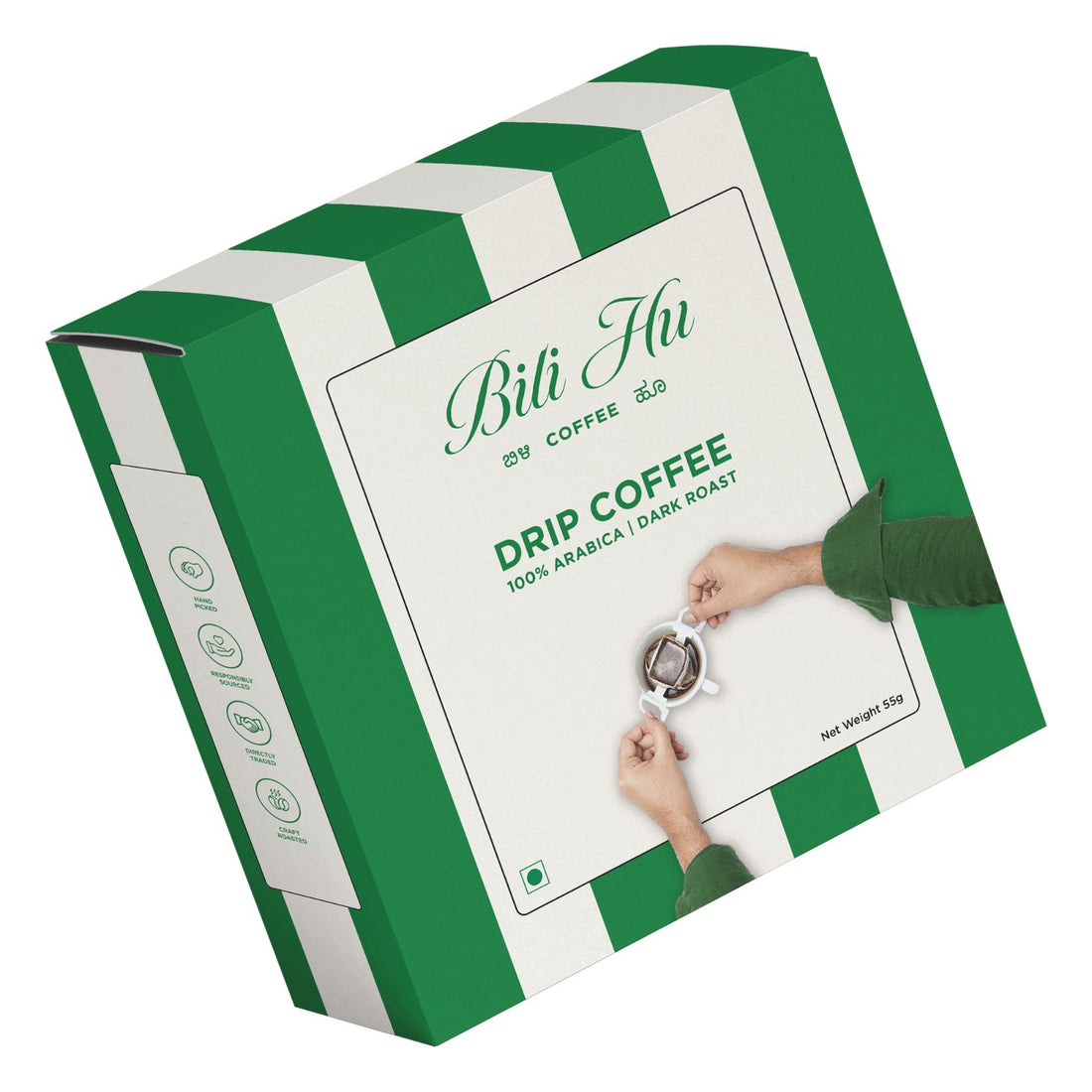 Coffee | Hot Coffee Dip Bags - 100% Arabica - Dark Roast - Bili Hu - Pack Of 5 - 55gm