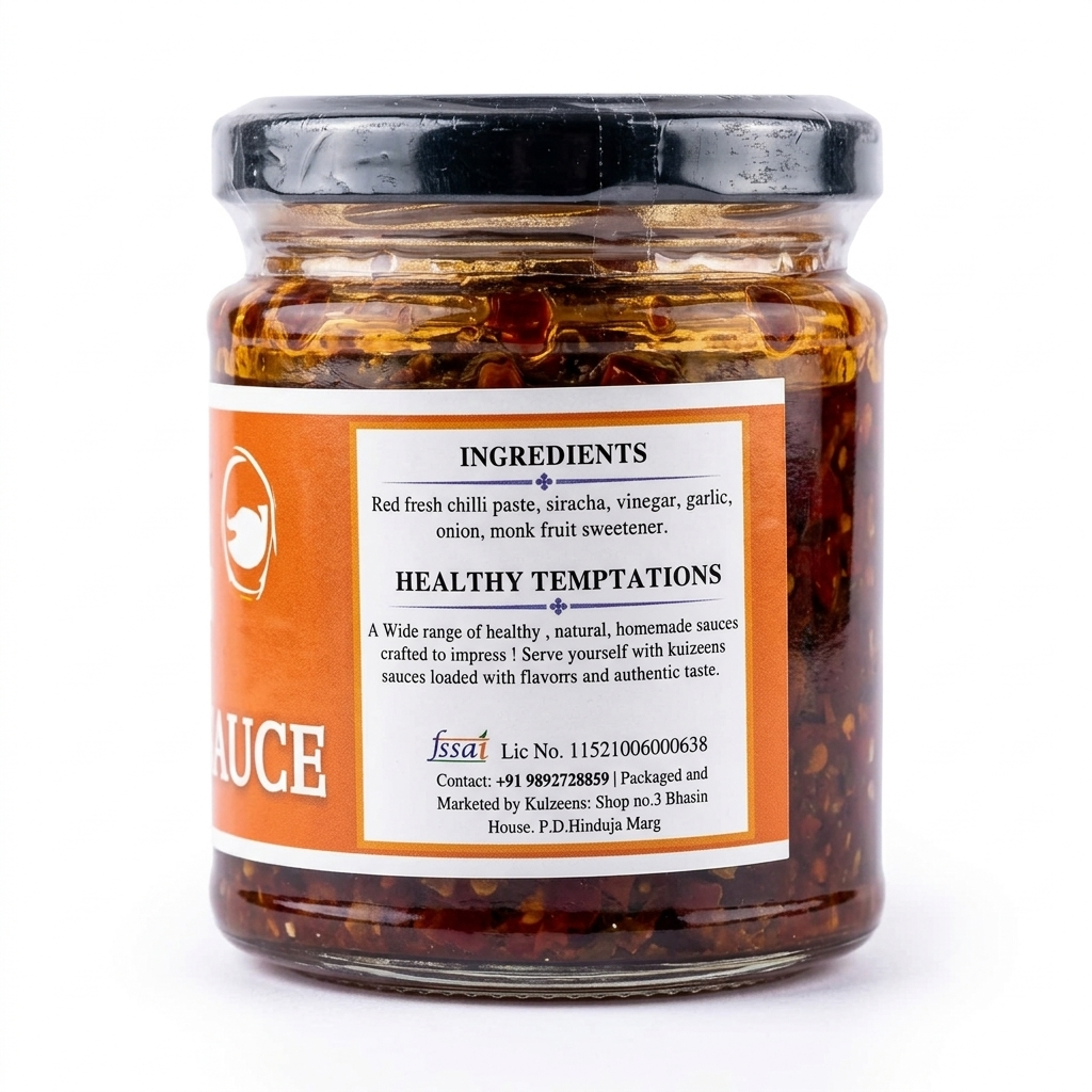 Sauce | Hot Garlic Sauce-Gluten Free ,Finest Ingredients - Sugar Free, Chemical free, No Added Sugar - Kuizeens - 180gm