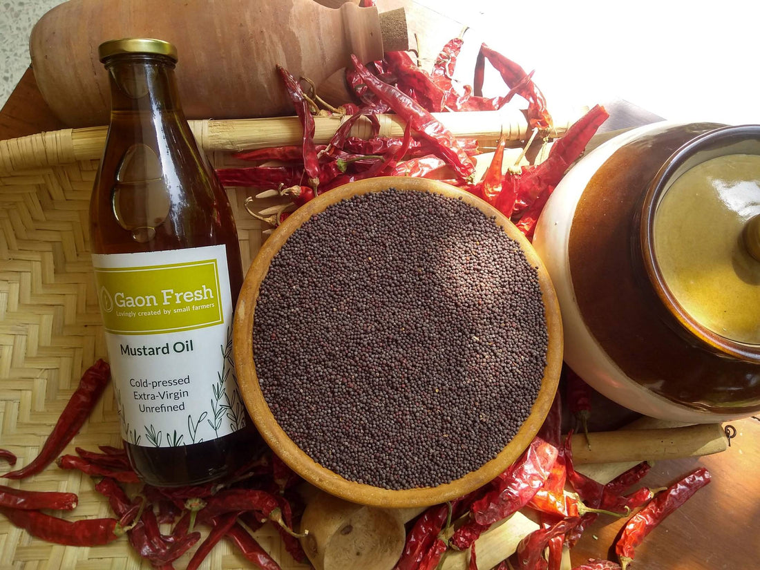 Mustard Oil | (Unrefined Extra Virgin) -  Cold pressed - Gaon Fresh - 1000ml