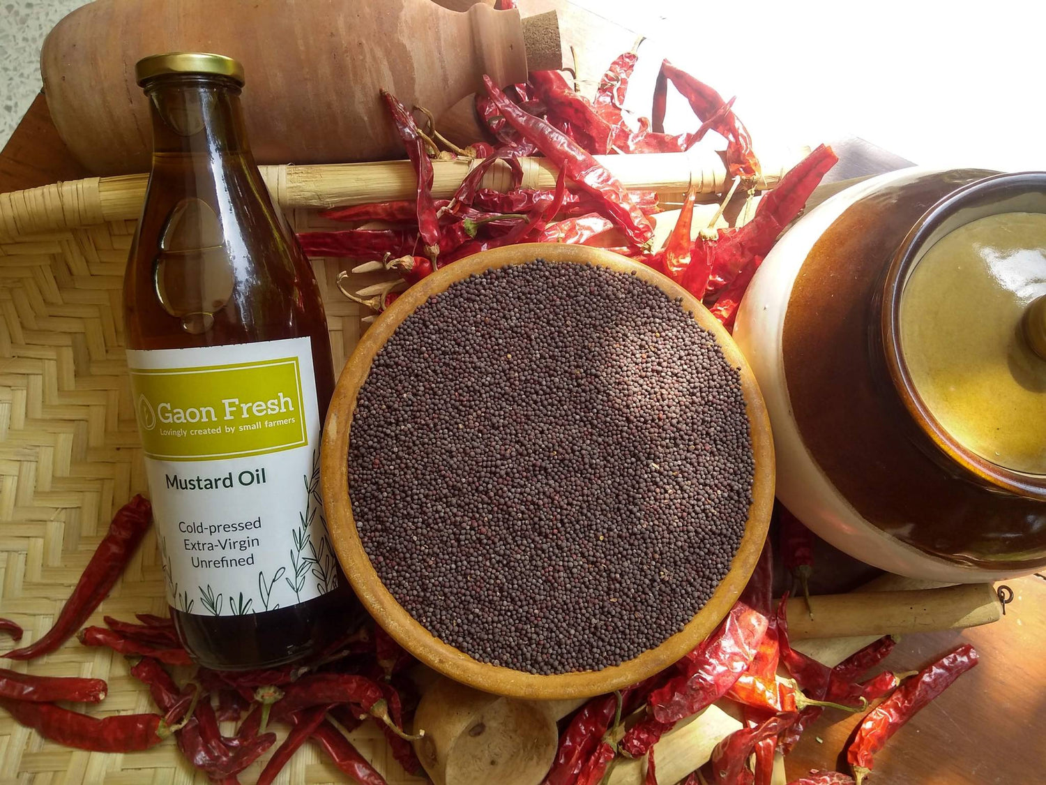 Mustard Oil | (Unrefined Extra Virgin) -  Cold pressed - Gaon Fresh - 1000ml