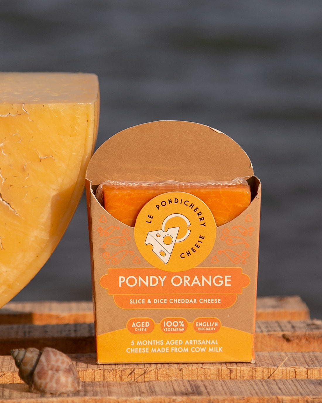 Pondy Orange Cheese | Slice &amp;amp; Dice Cheddar Cheese (Made From Cow Milk) - 5 Months Aged Cheese - Natural - No Artificial Flavors &amp;amp; Preservatives - Le Pondicherry Cheese - 200gm