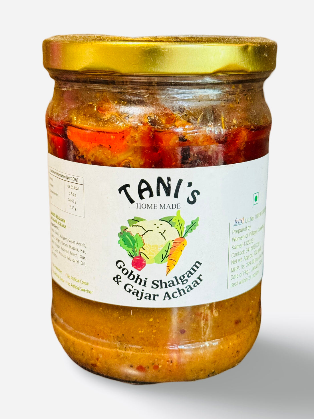 Gobhi, Shalgam &amp; Gajar Pickle | No Preservatives, No Artificial Color, Flavor &amp; Sweetener - Tani&