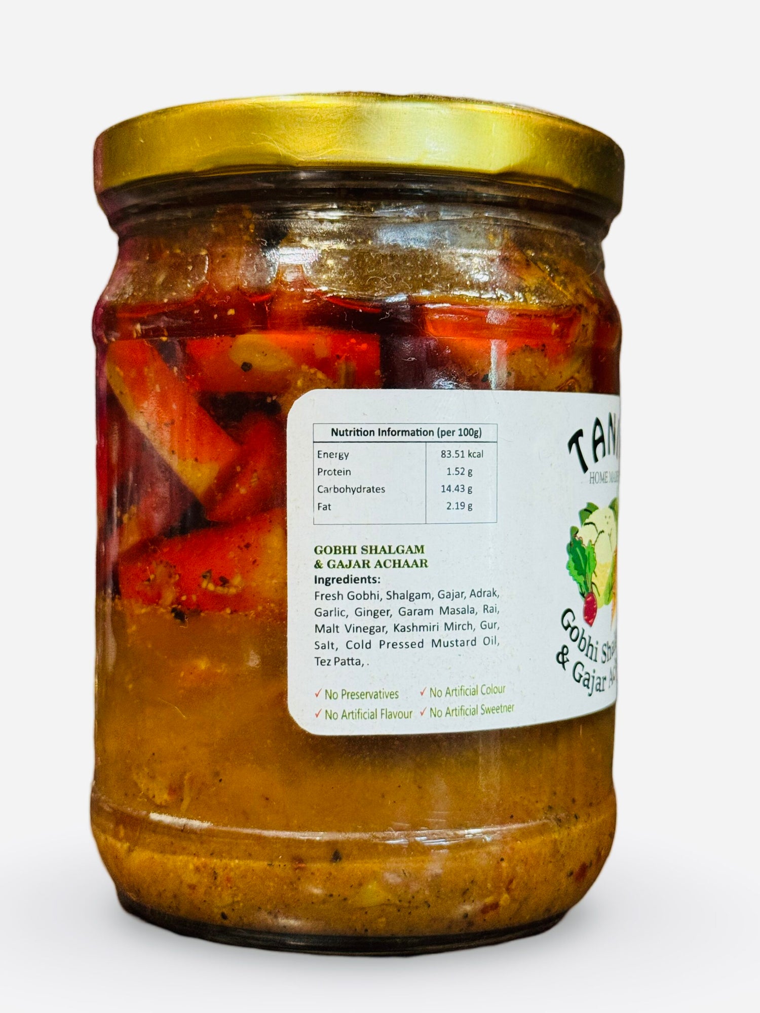 Gobhi, Shalgam &amp; Gajar Pickle | No Preservatives, No Artificial Color, Flavor &amp; Sweetener - Tani&