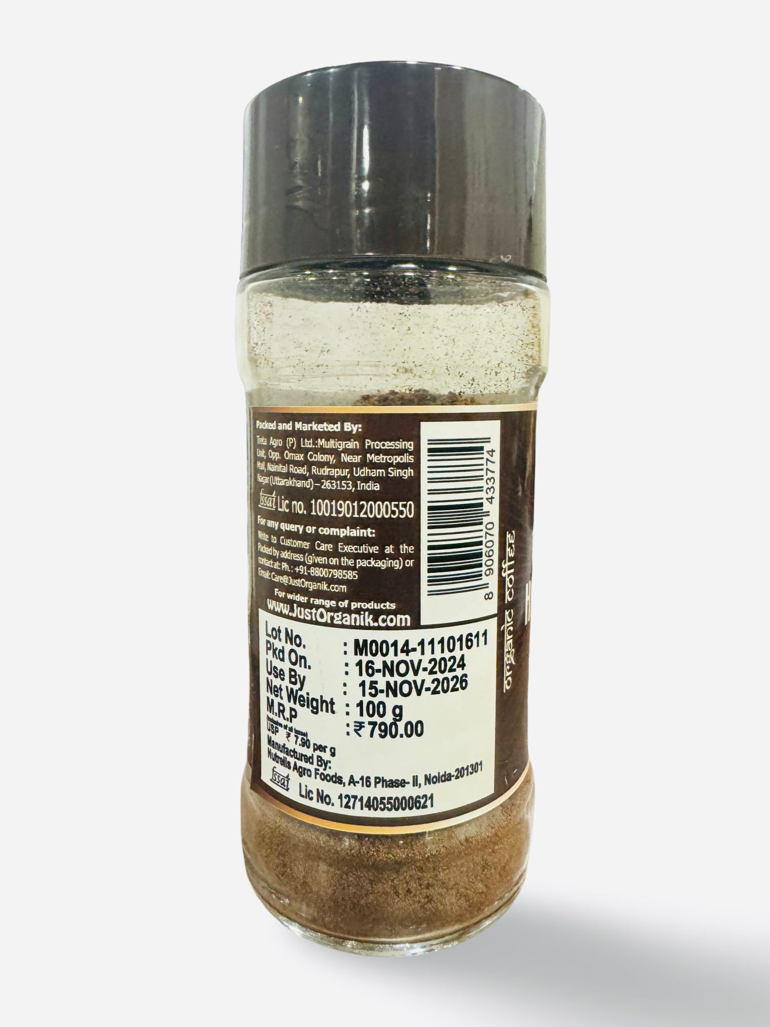 Coffee | Hazelnut Coffee - GMO Free, Pesticide Free &amp;amp; Chemical Free - USDA Organic - Just Organik - 100gm