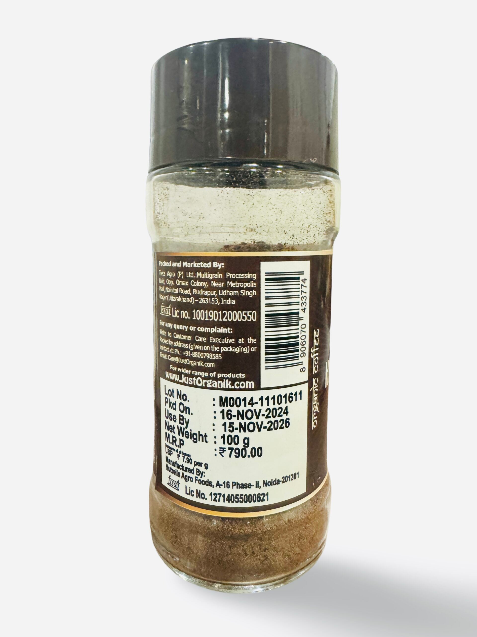 Coffee | Hazelnut Coffee - GMO Free, Pesticide Free &amp;amp; Chemical Free - USDA Organic - Just Organik - 100gm
