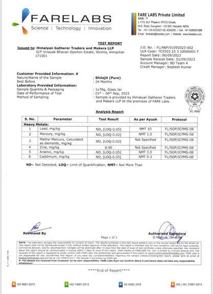 Shilajit | (Pure) - With Test Report - Himalayan Gatherer - 20gm