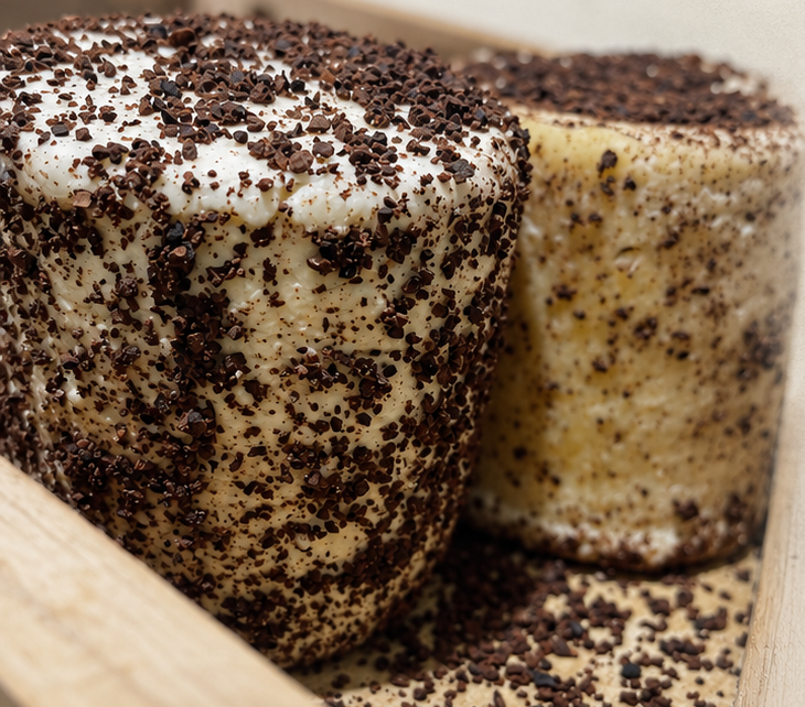 Cheese | Aranya Cheese (Surface-Ripened Cheese, Wrapped in Cacao, Bay and Timur) –No Preservatives-Kase Cheese - Per Piece (Approx 230gms)