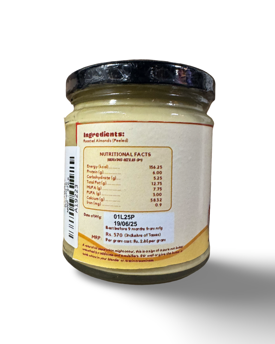 Almond Butter - Unsweetened - Made from Certified Organic Blanched Almonds - Nature&