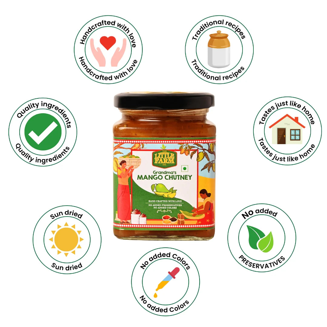 Chutney | Sweet Mango Chutney (Made With Real Mango Chunk &amp; Pulp) –  No Added Preservatives, Artificial Colours &amp; No Artificial Flavours Or No Refined Sugar – The Little Farm – 450gm